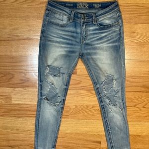 Buckle Black Fit No. 53 Skinny Jeans 29x34 Distressed Light Wash Stretch Denim